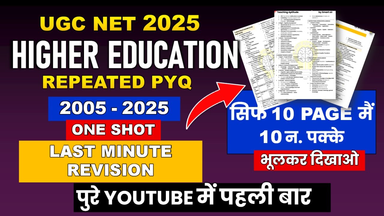 Higher Education UGC net pyq marathon by smart sir