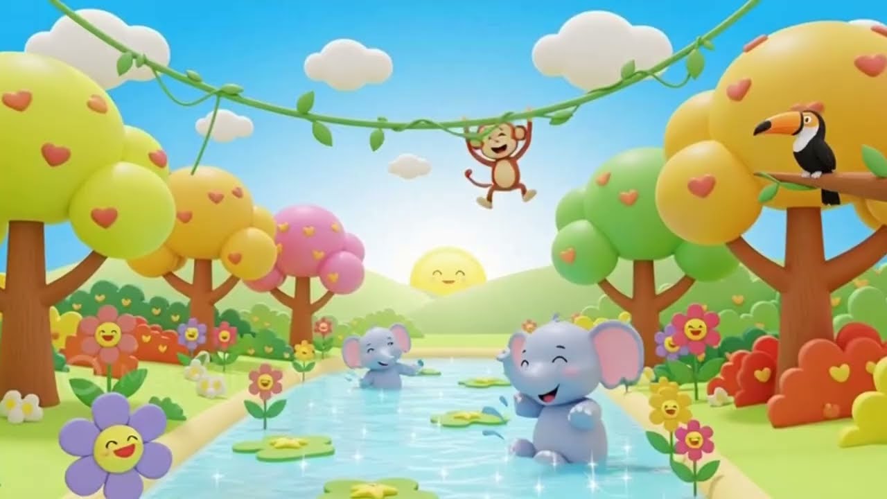 मस्तानी जंगल पार्टी | Cute 3D Cartoon Hindi Kids Rhyme 🐘🐵
