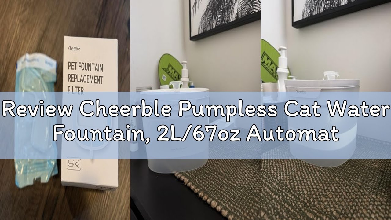 Review Cheerble Pumpless Cat Water Fountain, 2L/67oz Automatic Pet Fountain, Elfin E1 Lite Cat Fount
