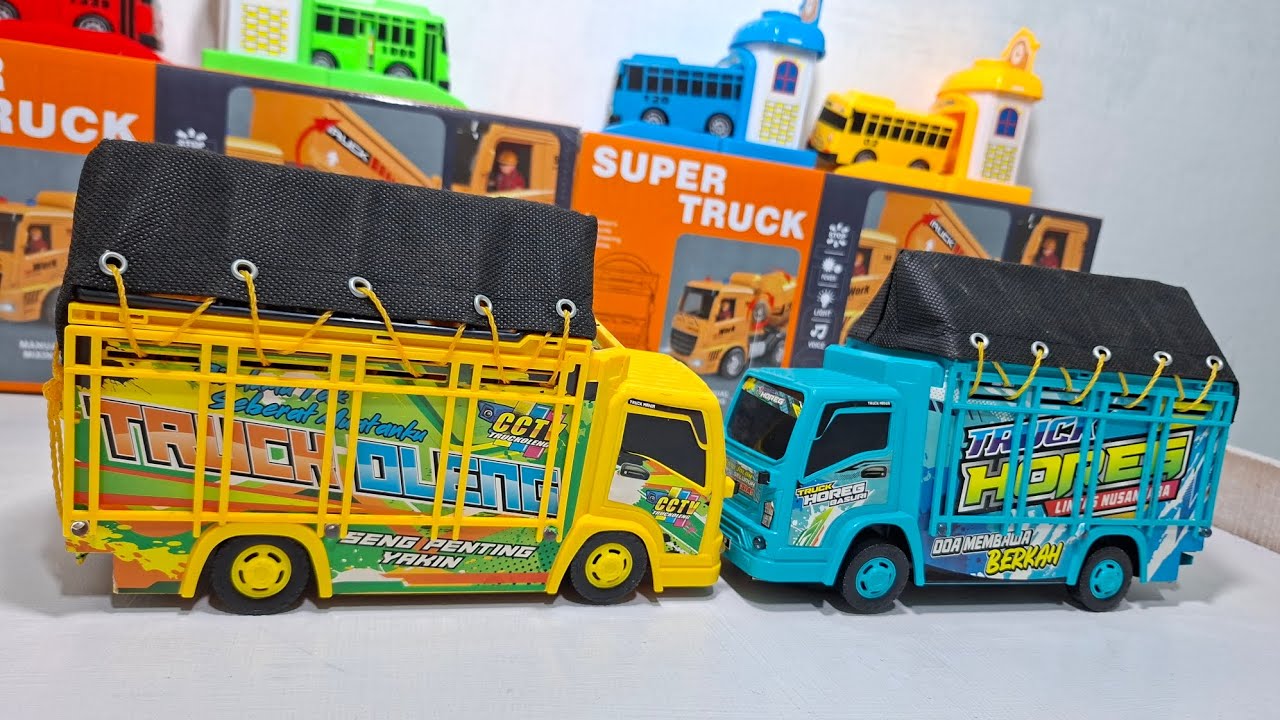 Unboxing Truk Oleng, Bus Telolet, Mobil Polisi, Ambulance, Kereta Api Thomas, Tank Baja 