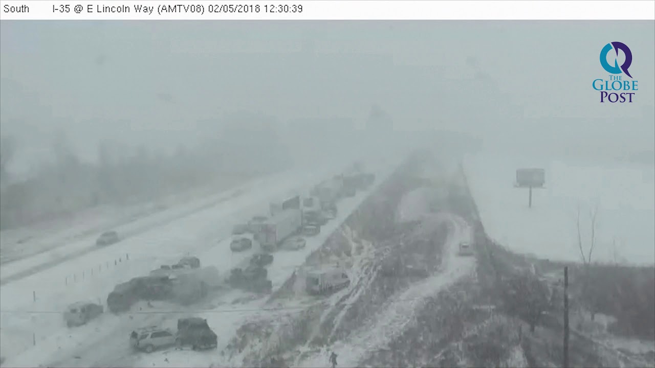 Massive 70-car Pileup on Snowy Highway in Iowa