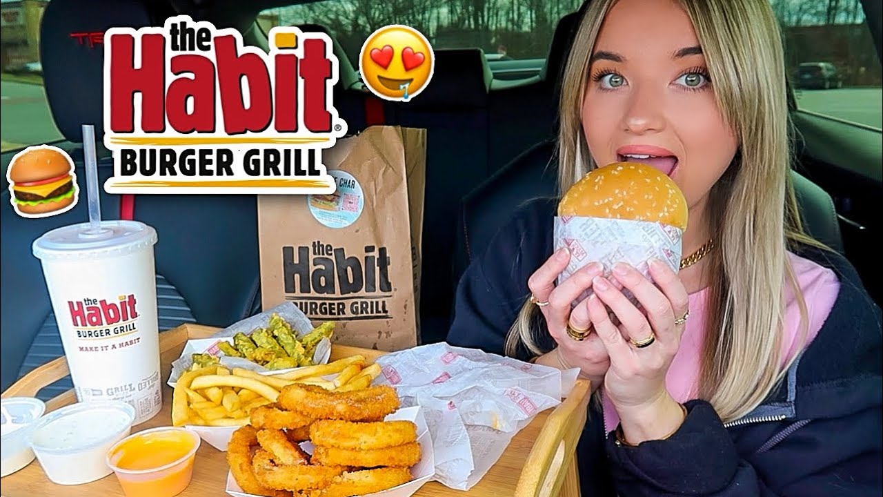 Trying THE HABIT Burger Grill For The FIRST Time Mukbang!