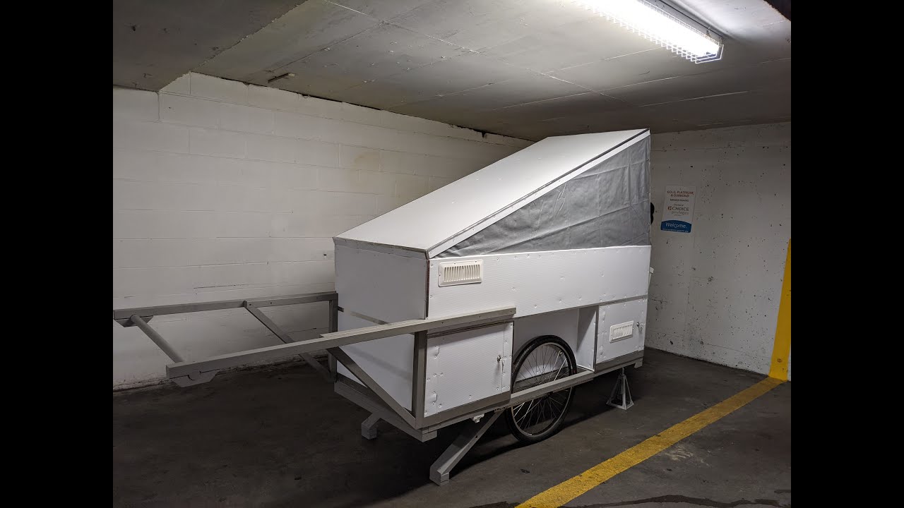Gypsy Wheeler Set Up (part1); mobile micro shelter prototype, homeless survival shelter