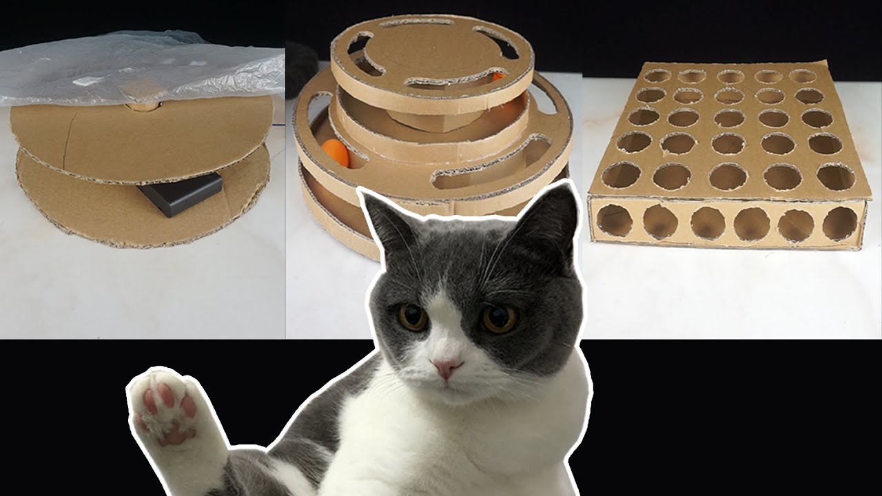 DIY cat toys from cardboard, very simple and fun