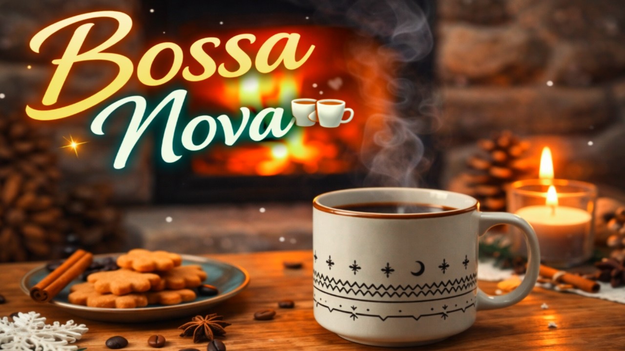 Cozy Fireplace Bossa Nova ☕ English Jazz Piano for Relax & Study