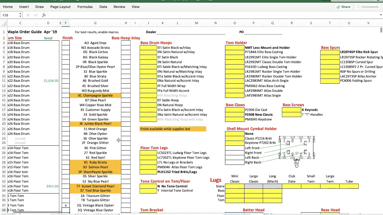 Using the Ludwig Drums Custom Order Guide