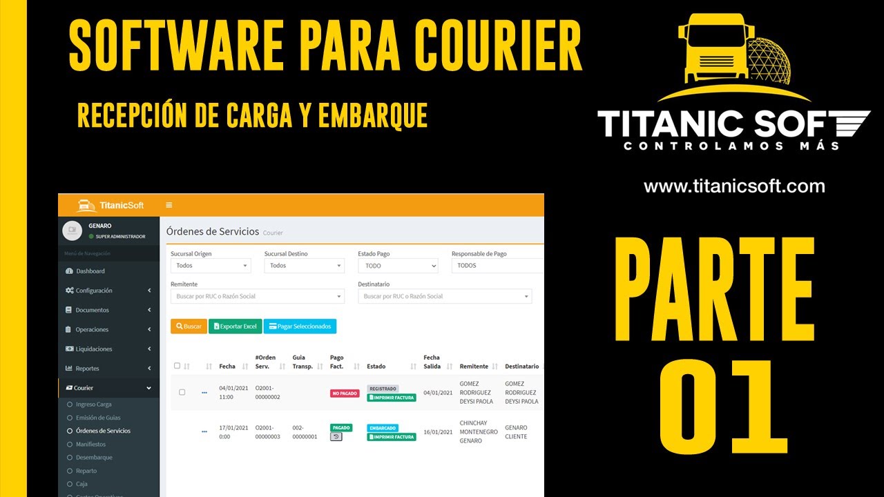 Software para courier y paquetería - PRIMERA PARTE - ENVIO DE CARGA.