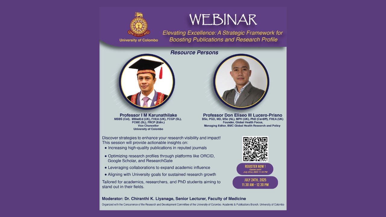 Webinar - Elevating Excellence : A Strategic Framework for Boosting Publications & Research Profile