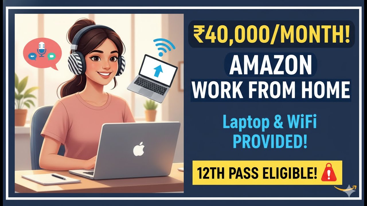 🚨 Amazon Work From Home Job 2024 | Laptop & WiFi Provided | 12th Pass Eligible | Earn ₹40,000/Month!