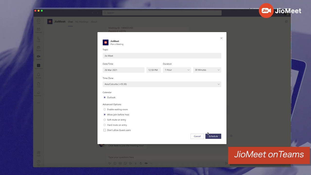 JioMeet Microsoft Teams App
