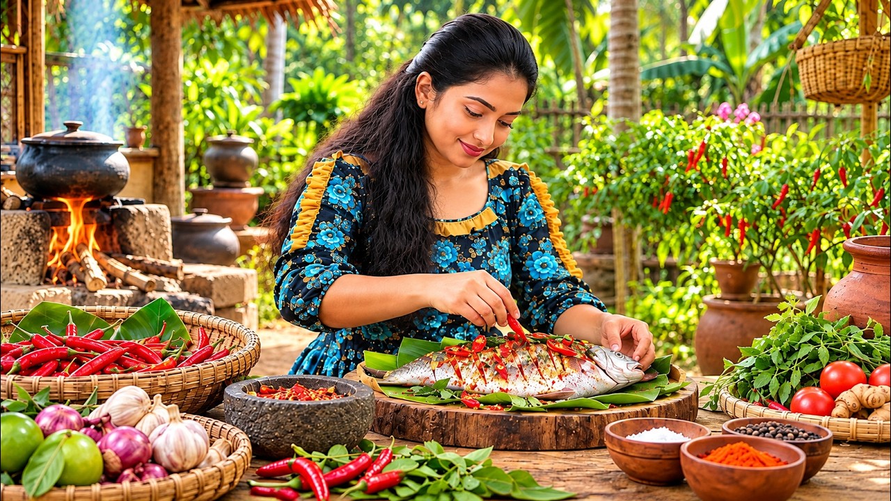 Satisfying ASMR: Baking Fresh Fish in Our Garden Kitchen
