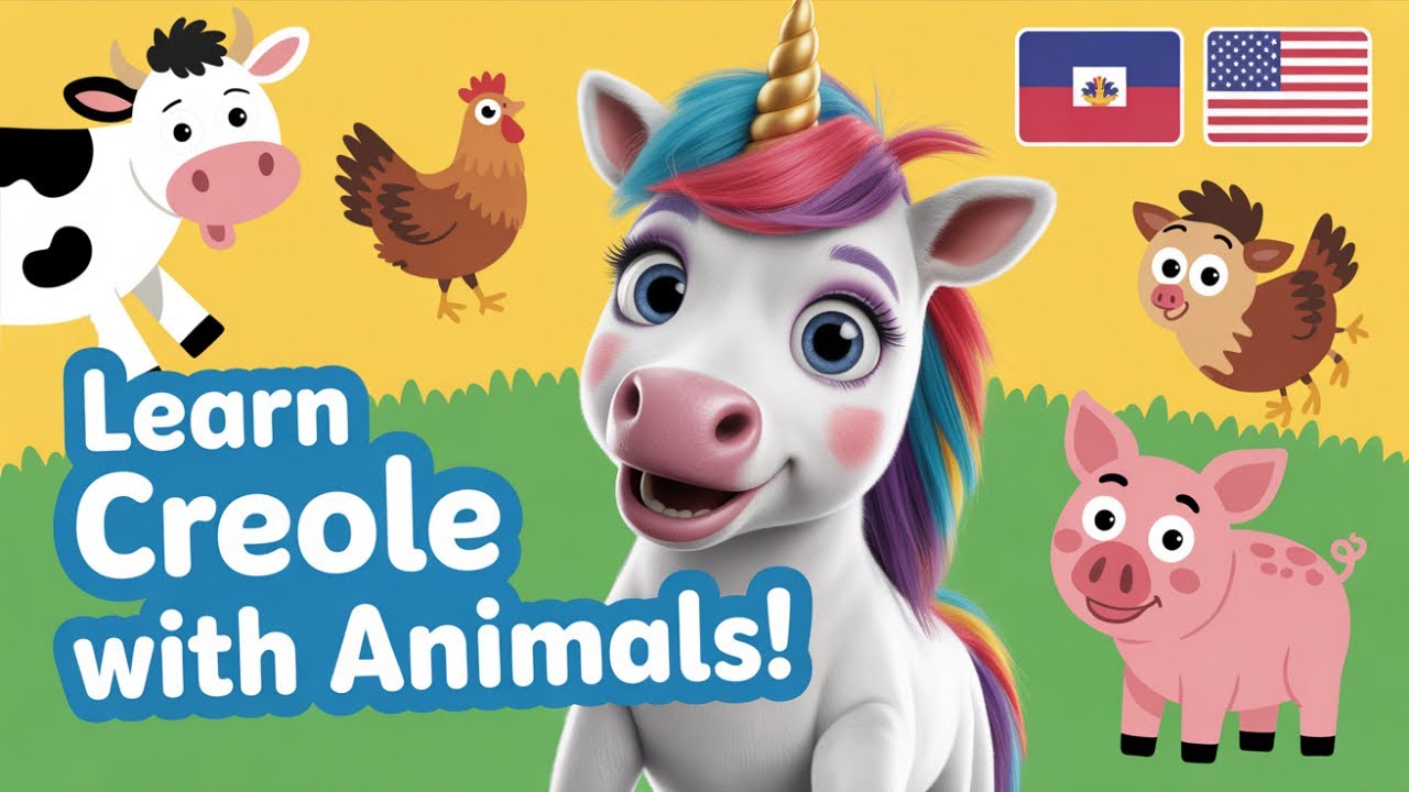 Learn Haitian Creole with Animals! | Fun Farm Animal Sounds for Kids