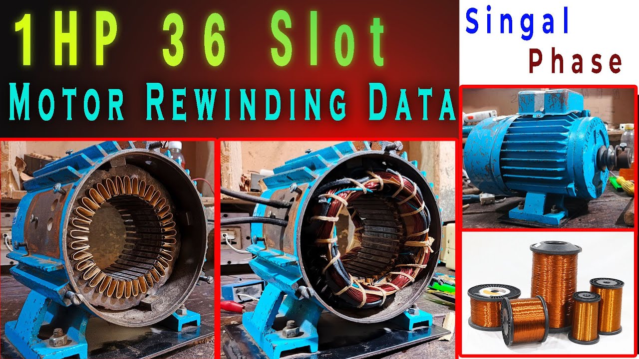 1 Hp Single Phase 36 Slot 1440 Rpm Motor Winding+Connection In urdu Hindi Single Phase 
