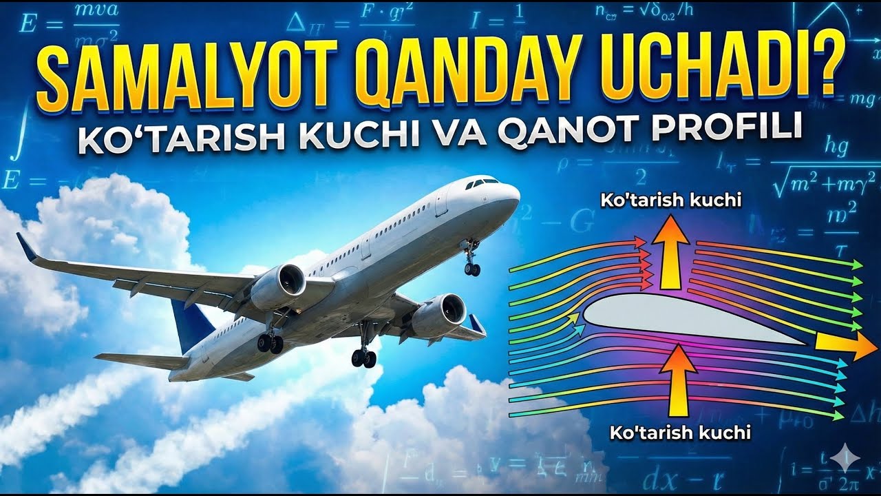 № 1 Samolyot Qanday Uchadi? Koʻtarish Kuchi (Lift) Va Qanot Profilining Sirlari! ✈️ | O'zbek Tilida