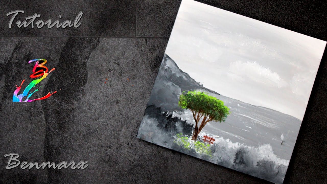 Black & White painting |  acrylic painting tutorial | Landscape painting
