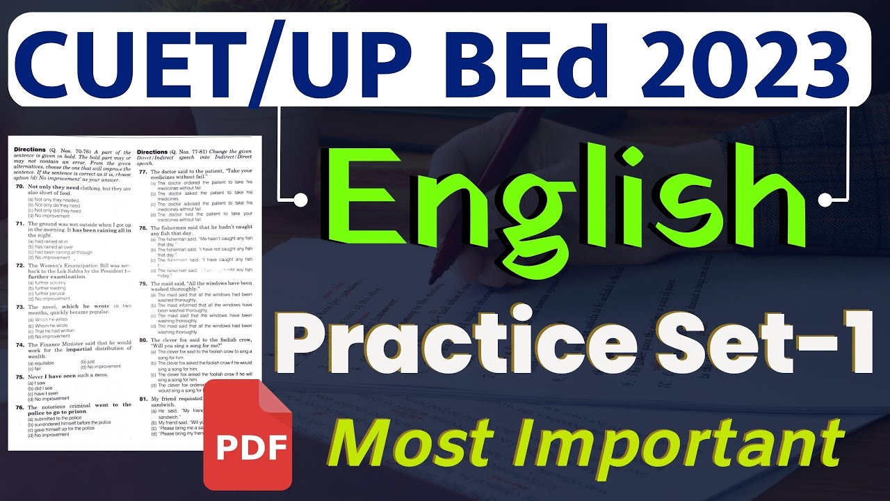 English Practice Set- 1 | up, cuet bed english language practice set | cuet, up bed english question