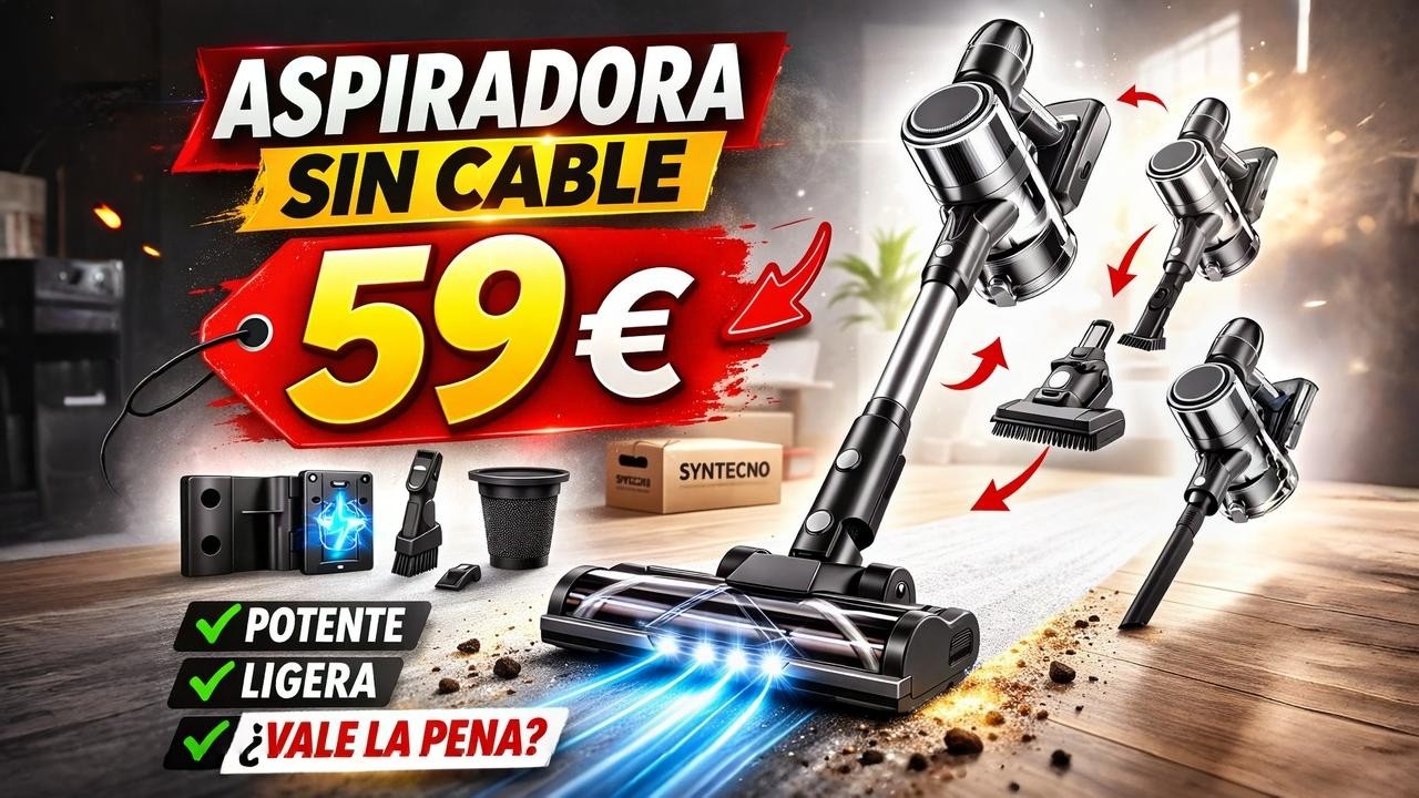 Syntecno Aspiradora Sin Cable - Aspirador Escoba de Mano Vertical Electricas  Vacuum Cleaner