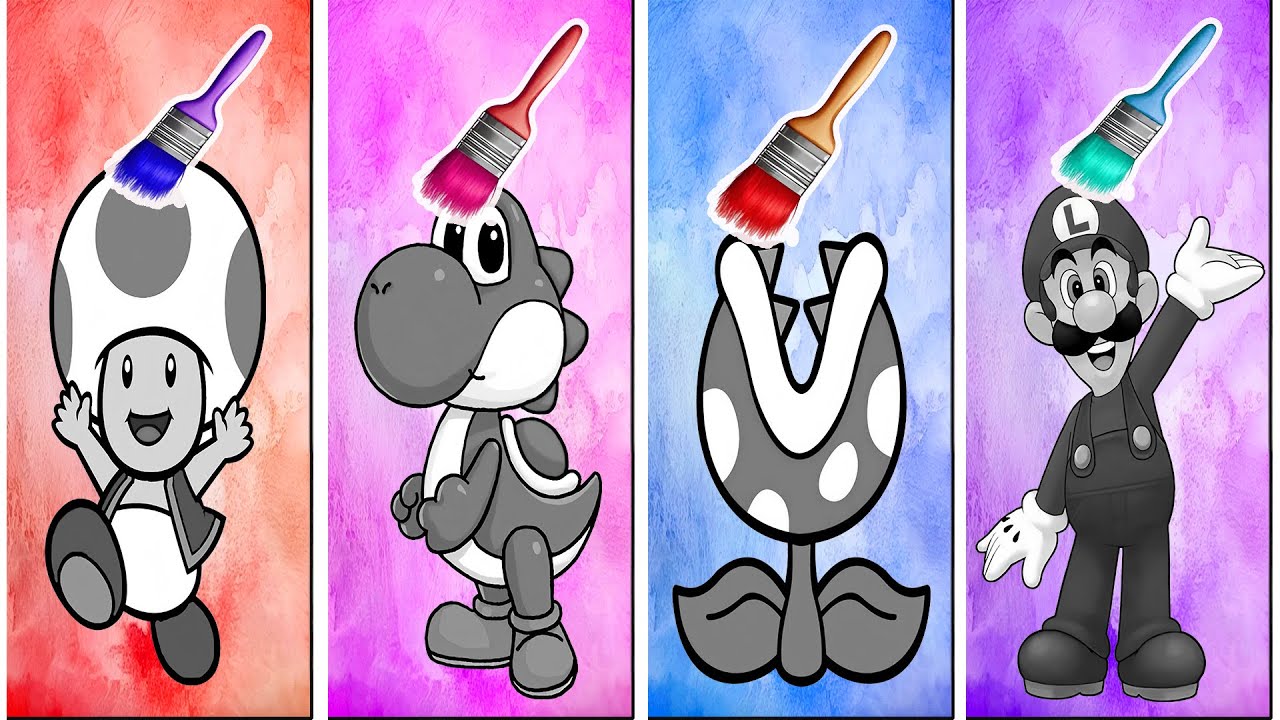 Unlock the Hidden Characters 💥 Choose the Paint Wisely🎨🌀Luigi, Toad, Yoshi & Piranha Plant | Cartoon