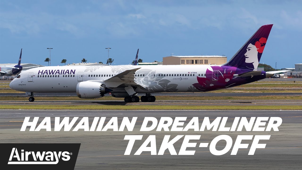 Hawaiian Boeing 787 take off from Honolulu | #Aviation