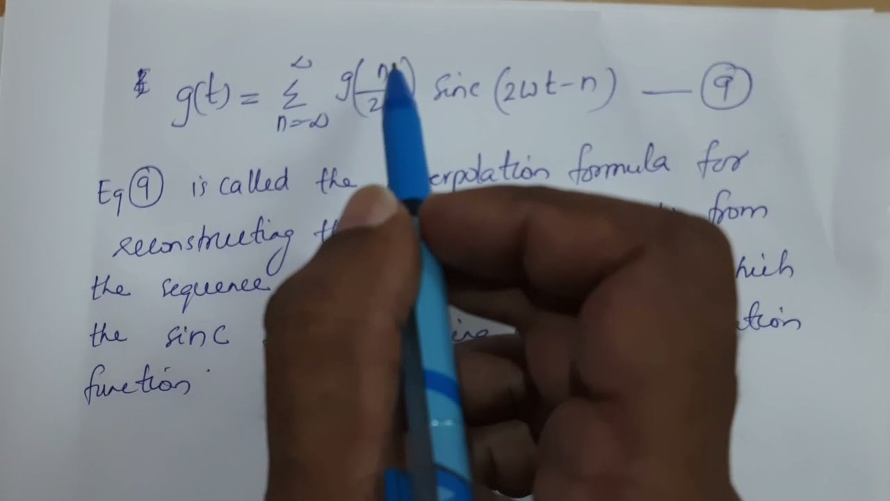 DCLec 15: Reconstruction of Signal from the Samples- Interpolation Formula