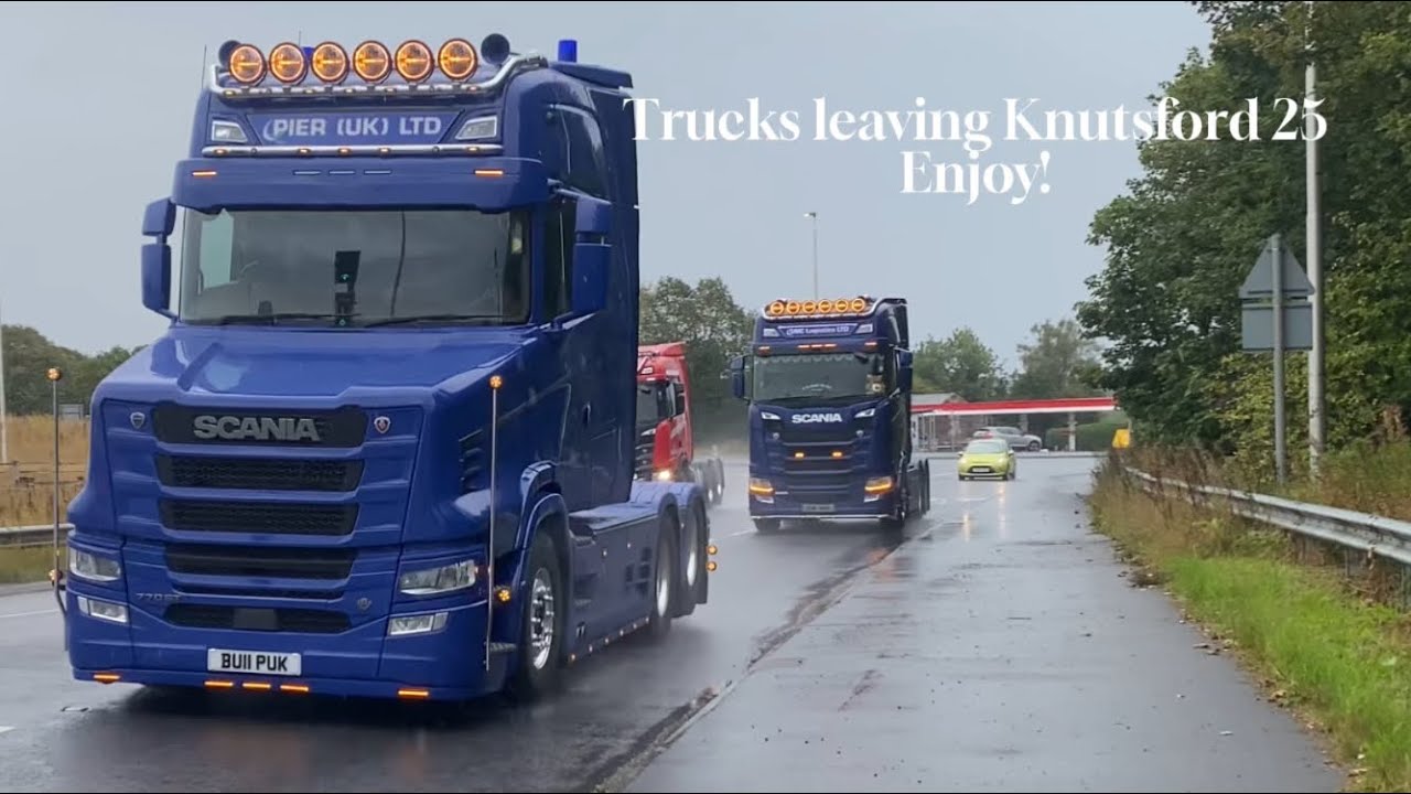Trucks leaving Truckfest Knutsford 2025 Open Pipe & Horns #v8 #openpipe #trucking #truckfest #scania