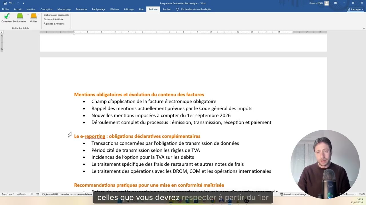 Programme de la formation Facturation électronique