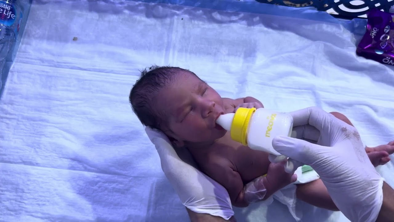 Cutest baby feeding trial NICU Care lovely moments #neonatalcare #newbornbaby 