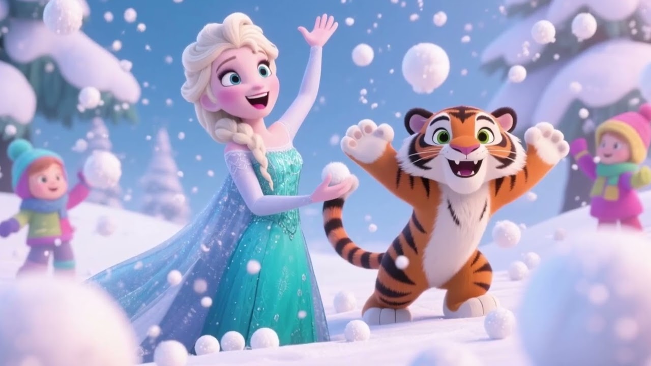 ❄️🐯 Snowball Fights & Happy Cheers! Elsa & Baby Tiger’s Winter Fun 🌟💖