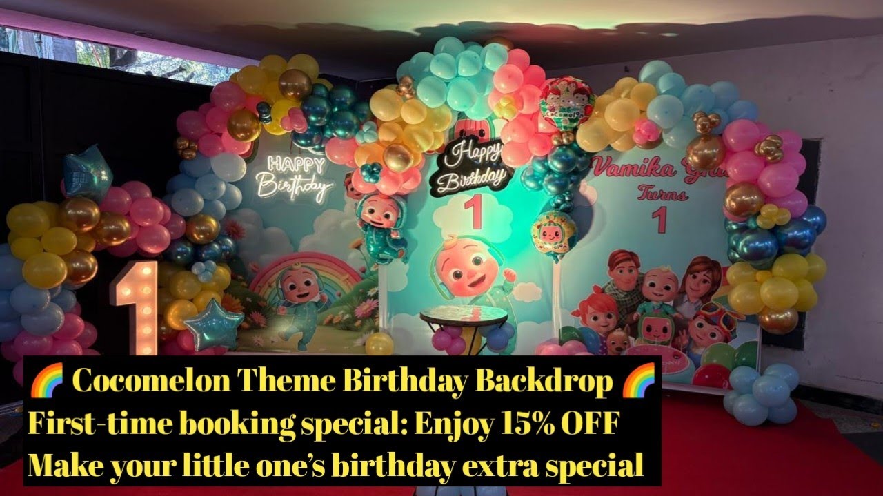 #Step-by-Step Cocomelon theme Birthday Backdrop Decoration | Vlog 🎈#Amezingballoondecor #themeparty 