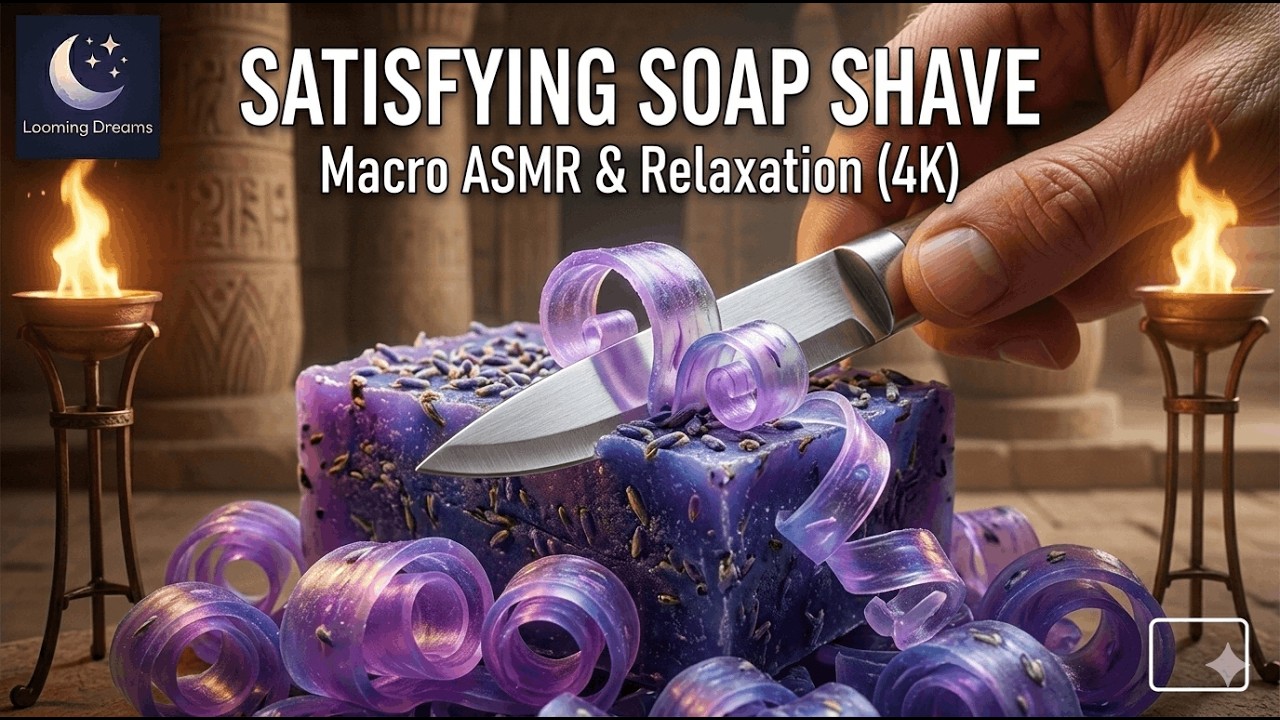 Satisfying Soap Shaving ASMR 🧼 Lavender Scented Curls | Oddly Satisfying Macro Brain Massage (4K)