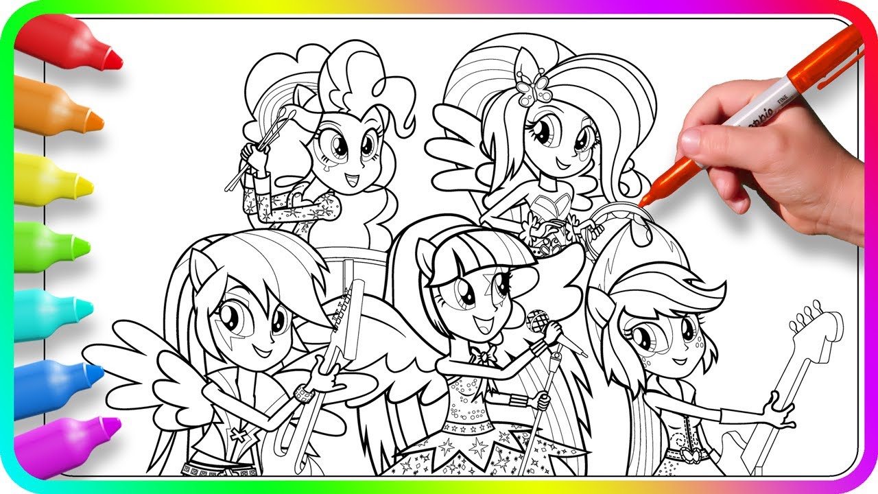 Coloring Pages EQUESTRIA GIRLS - Rainbow Rocks / How to color My Little Pony