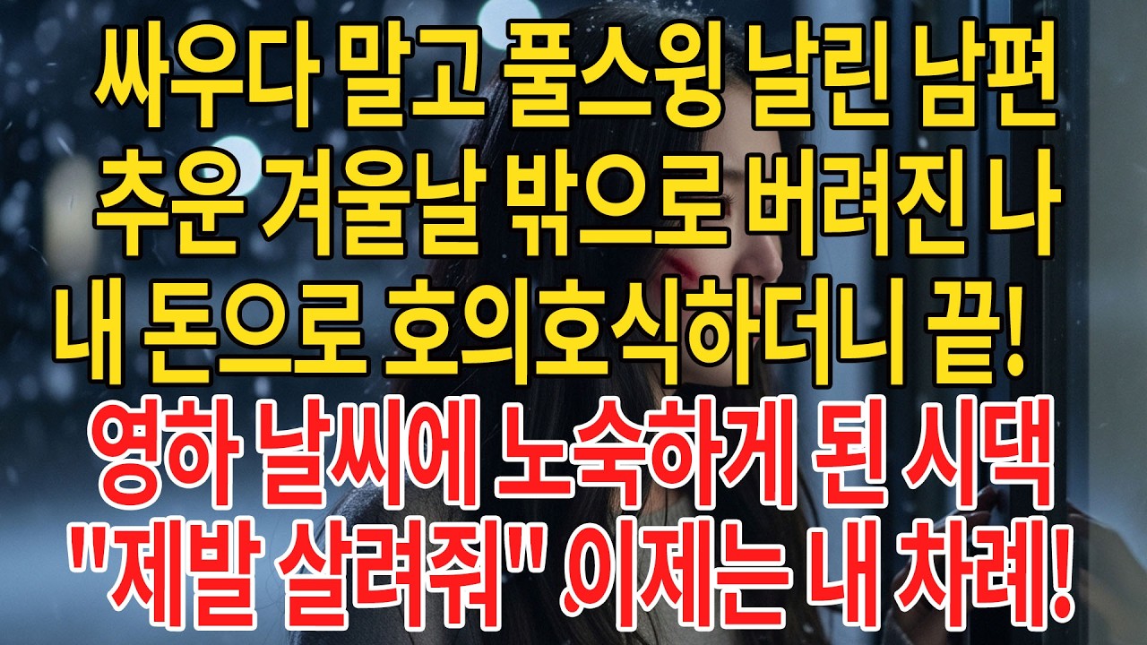 영하 10도에 날 내쫓은 남편 ❄️ 싸대기 한 대에 빌라 회수! 🏠 생활비 전면 중단 🚫 길바닥에 나앉은 시댁의 최후 🔥