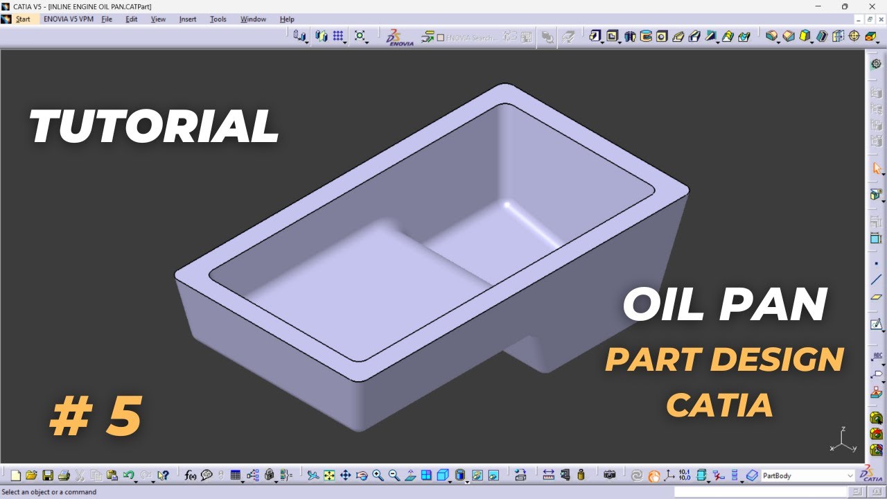 Engine Oil Pan CAD Design in CATIA | 4 Cylinder Inline Engine Project (Part 5)