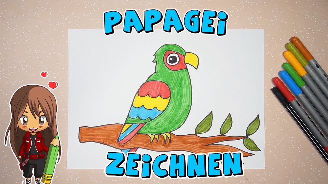 Papagei einfach malen für Kinder | ab 8 Jahren | Malen mit Evi | deutsch
