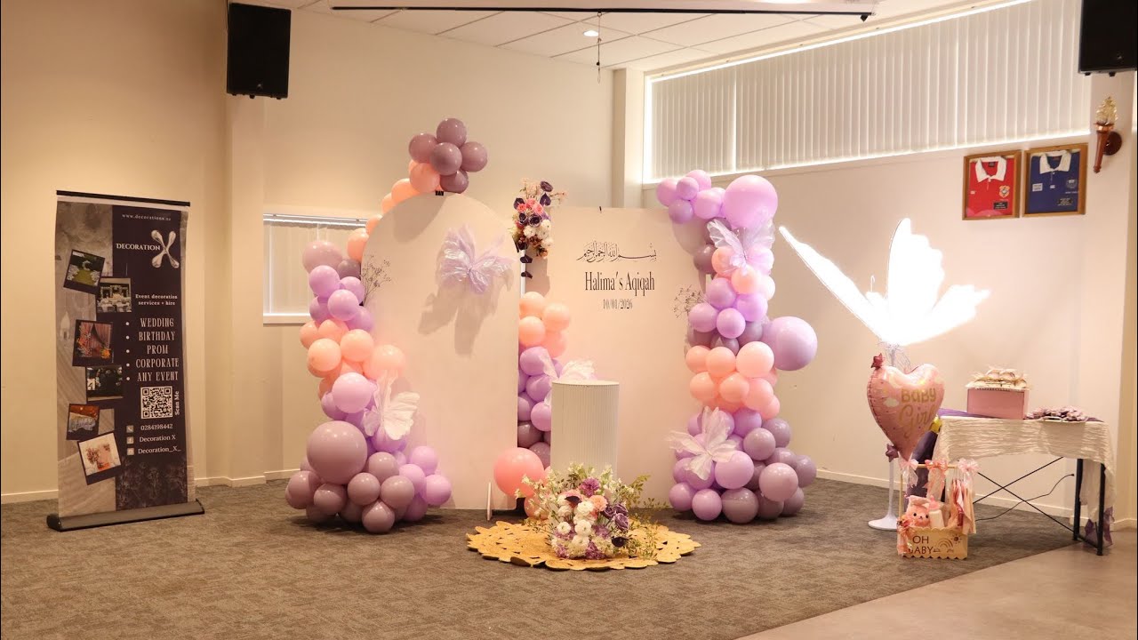 Elegant Aqiqah Decor for Baby Girl | Soft Balloon & Floral Setup 