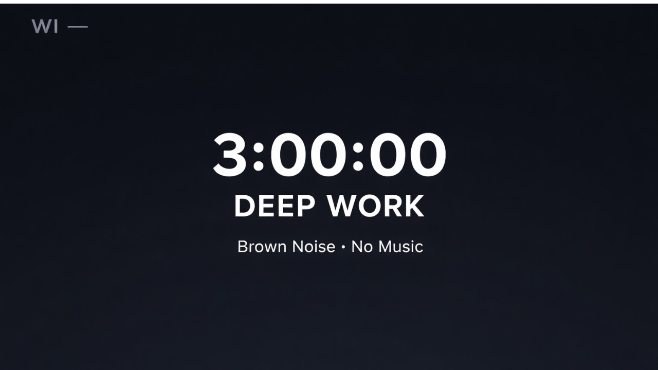 3 Hours Deep Work – Brown Noise (No Music)