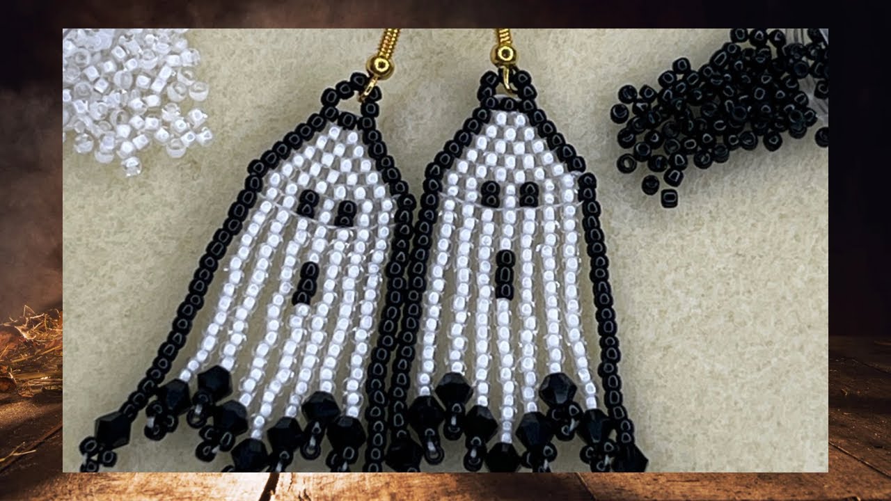 🎃como hacer aretes de fantasma en mostacillas,super fácil 👻