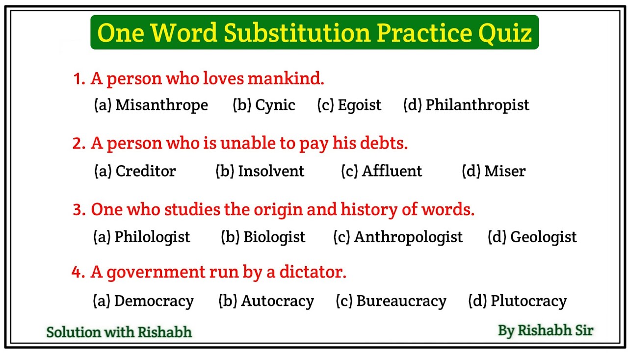 One Word Substitutions for all competitive exam | One word substitution for ssc exams