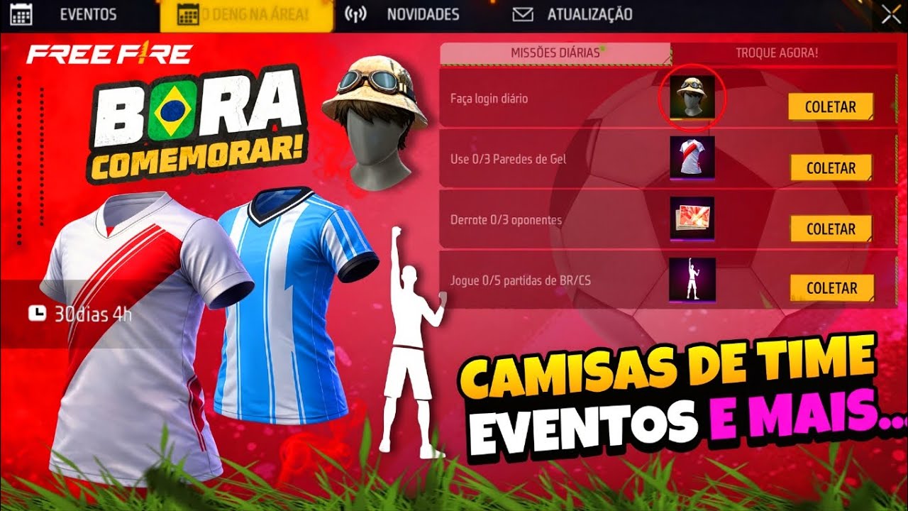 COISA BOA!! SKIN DE GRAÇA, CAMISAS DE TIME E EMOTE PARA TODOS NO FREE FIRE?