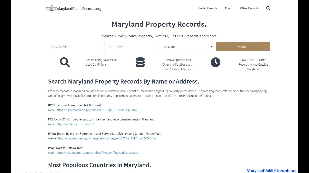 Maryland Property Records (Search Real Estate Records By Name and Address Online).