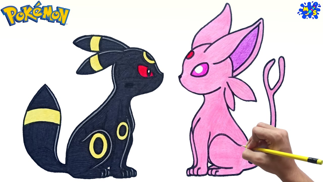 How to Draw Umbreon and Espeon from Pokemon || Step by Step