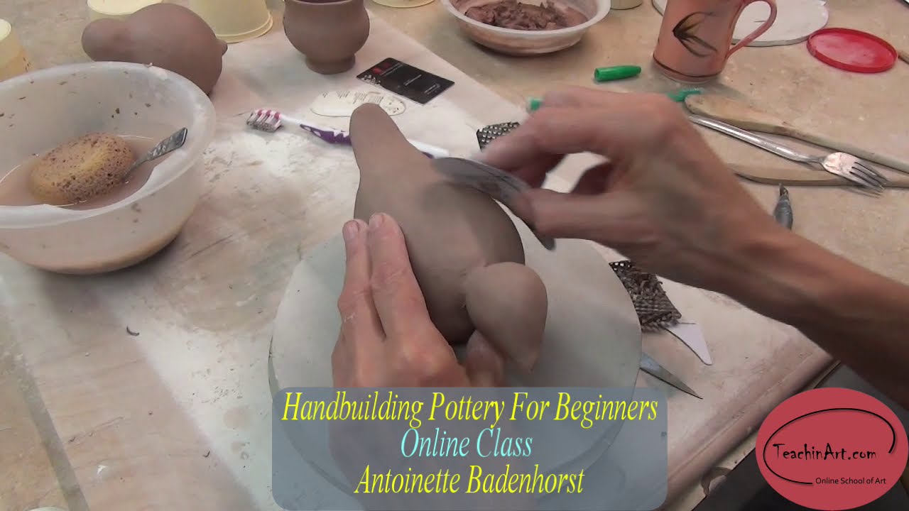 Hand building pottery for beginners online class | TeachinArt