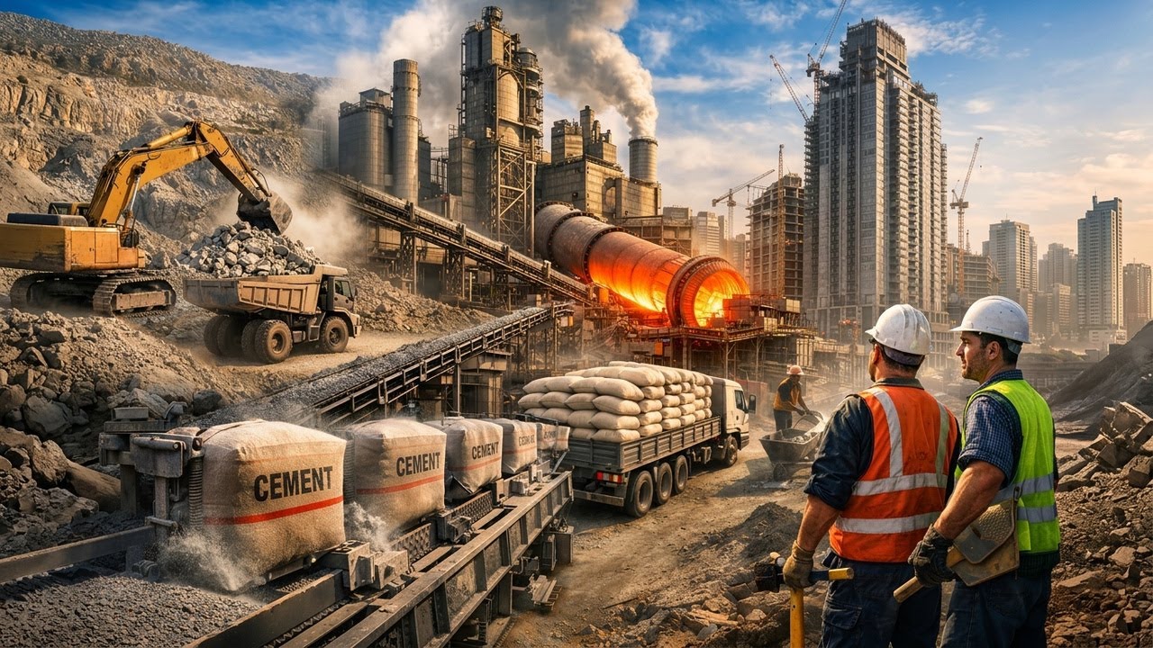 How Cement Is Made in Factories | From Limestone to Millions of Tons of Cement (Full Process)