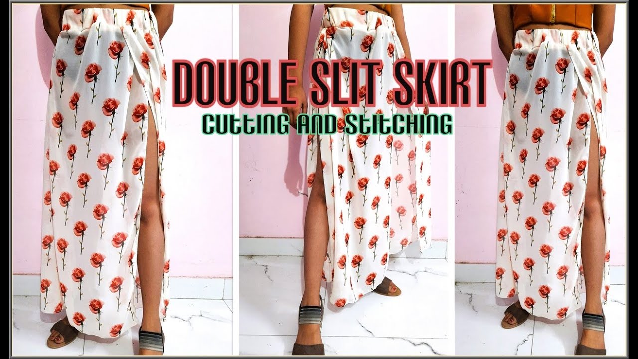 DOUBLE SLIT SKIRT CUTTING AND STITCHING | SLIT SKIRT | DIY - Tailoring With Usha