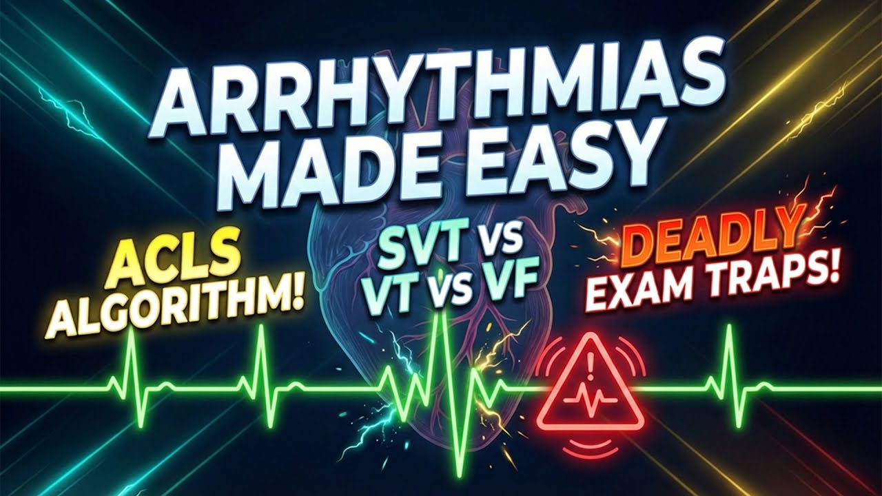 Arrhythmias Made Easy: ACLS Algorithm, SVT, AF, VT, VF, WPW Explained