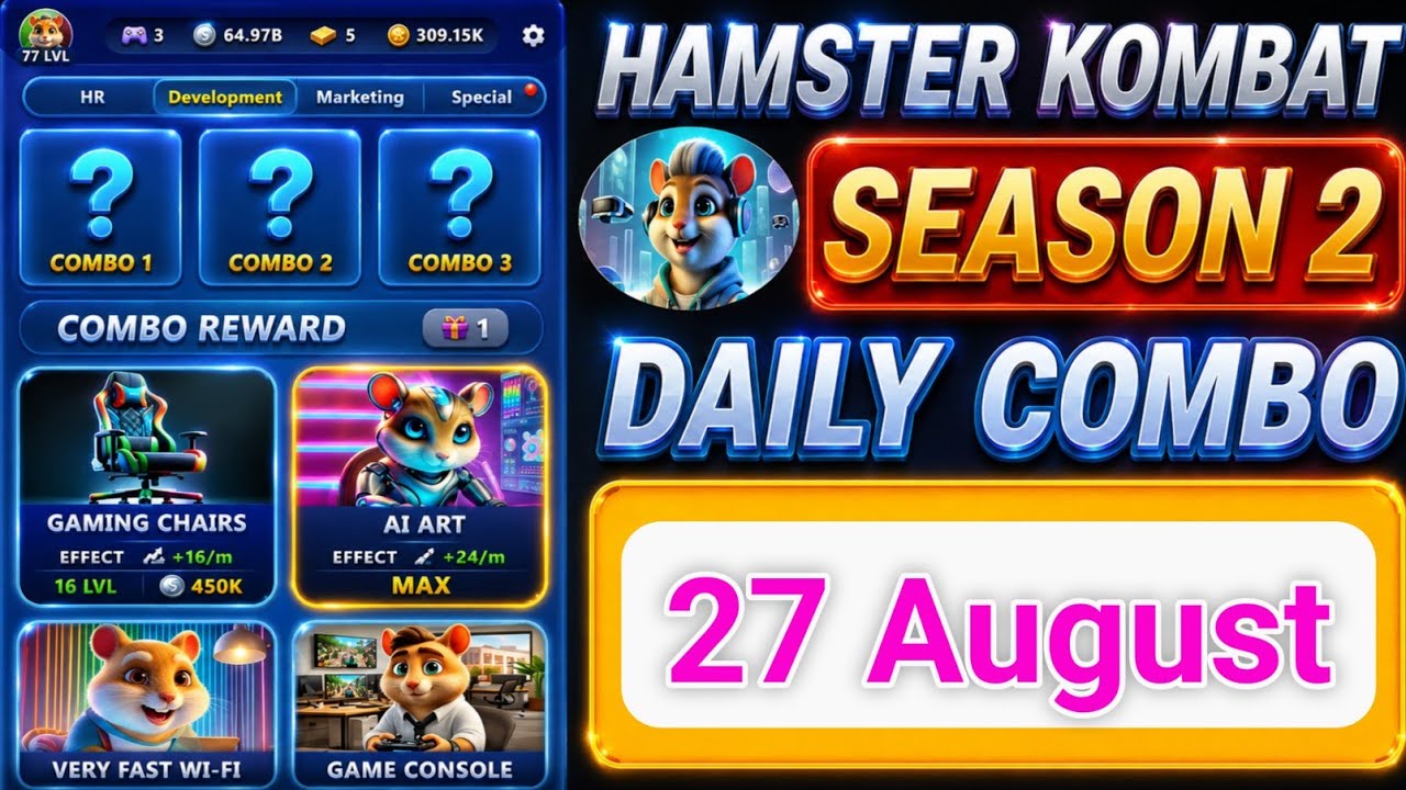 Hamster Kombat Gamedev Daily Combo | Hamster Kombat Gamedev Today Combo 27-28 August