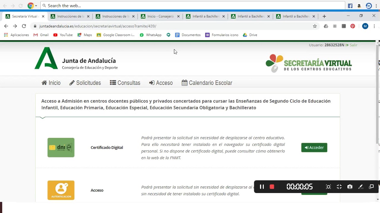 Escolarización online Junta de Andalucía (Secretaría Virtual)