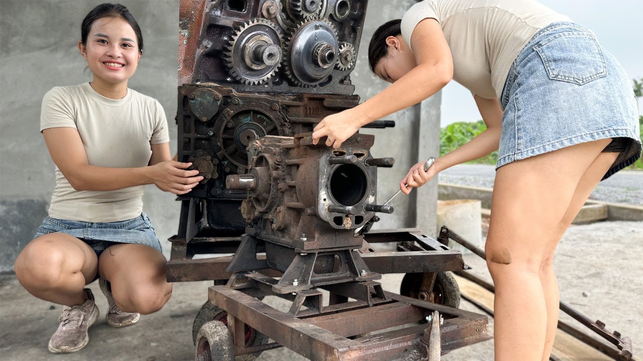 Talented 18-Year-Old Girl Restores Old Diesel Engine – Full Rebuild From Start to Finish!