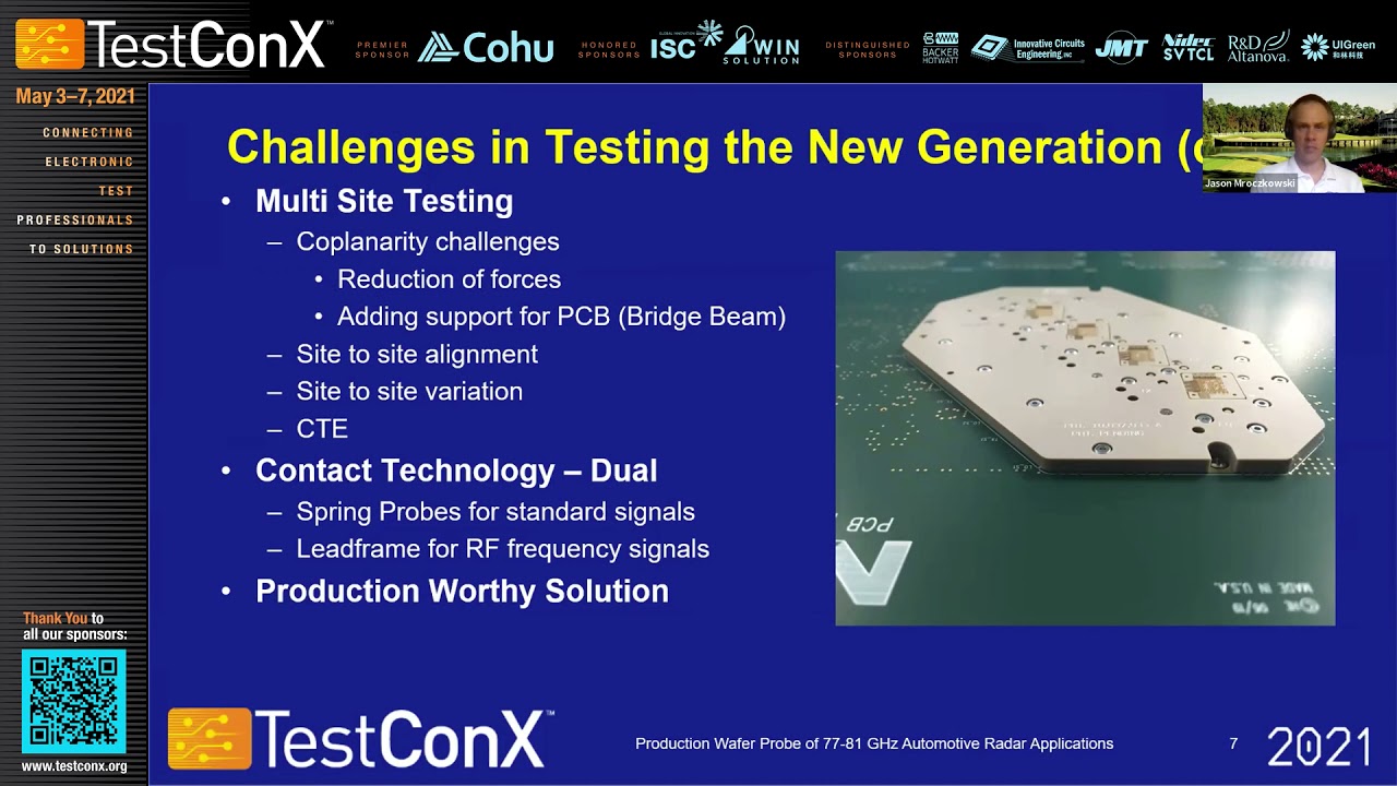 TestConX 2021 - Jason Mroczkowski: Production Wafer Probe of 77-81 GHz Automotive Radar Applications