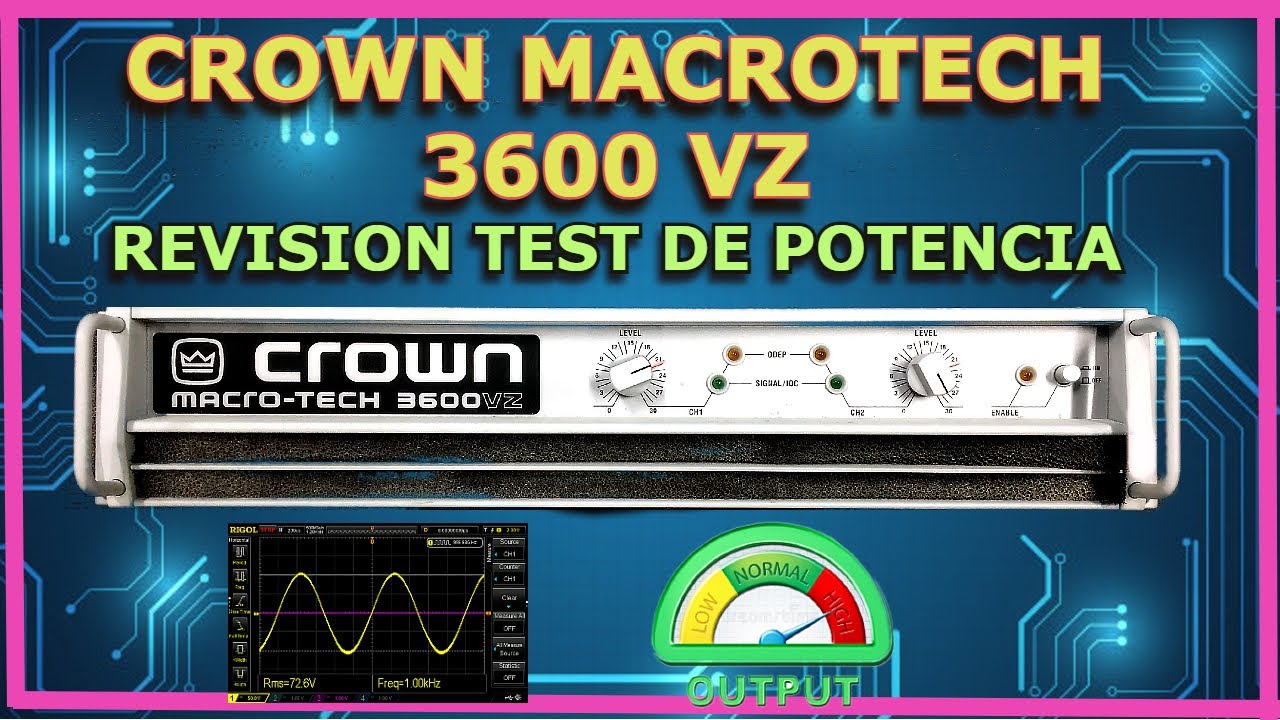 AMPLIFICADOR CROWN 3600 VZ  , REVIEW 💪  TEST DE POTENCIA  ⚡1000 DAMPING FACTOR🔊🎵✔
